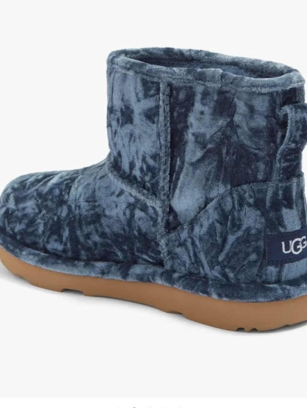 UGG Denim Blue Velvet Short Booties Kids 5 Women's 6.5